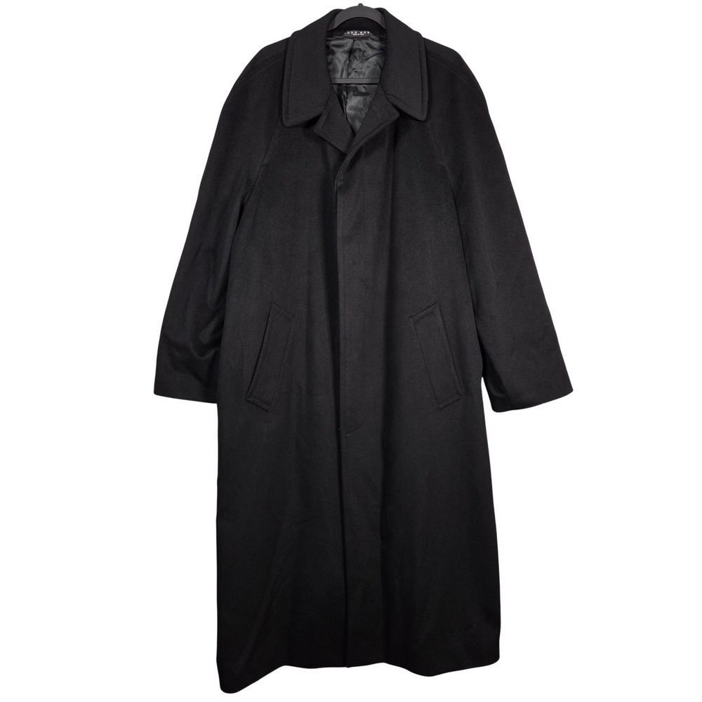 Hugo Boss Overcoat Mens 52R Black Wool Cashmere Loro Piana Italy Long Coat